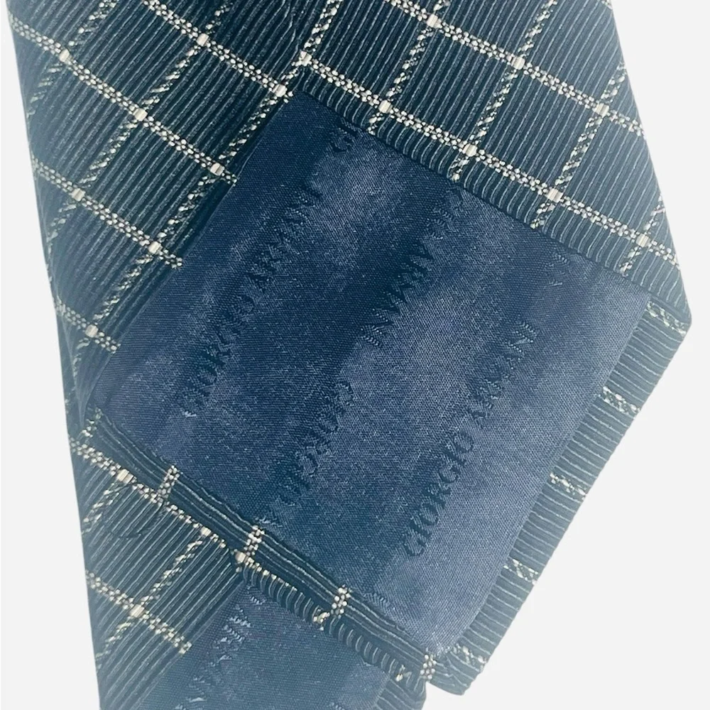 Giorgio Armani 100% silk tie black with white crosshatch pattern